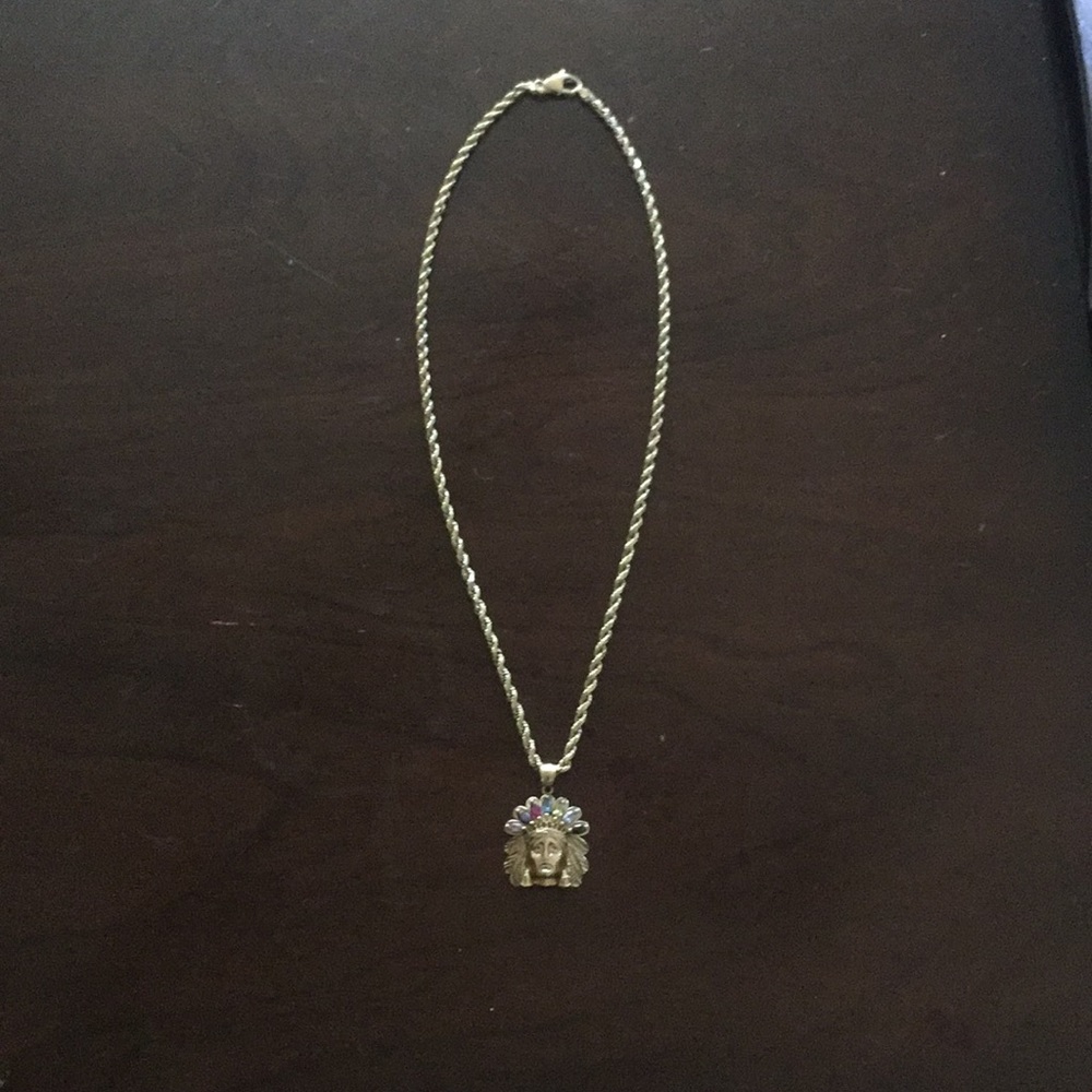 14k rope gold chain with Indian head charm
